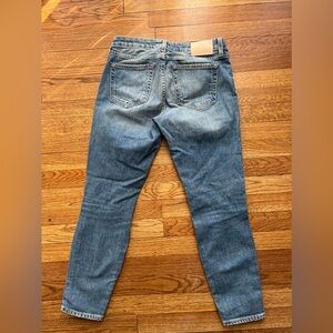 Trave Womens Jeans Blue Denim Distress Low Rise Jeans